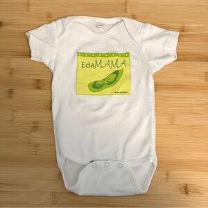 Edamama Size 6-12 months White Baby One-Piece Bodysuit Lime Green Pea Graphic